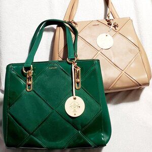 MATMAZEL "SERRA" 3 Compartment, Geometric Pattern Shoulder Bag- Green or Mink